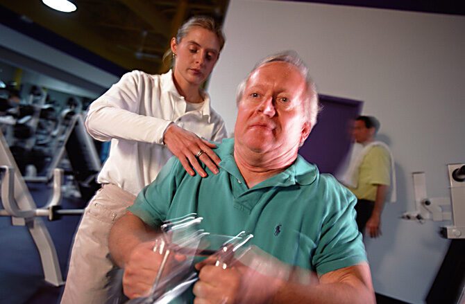 Man during an employee physical ability test